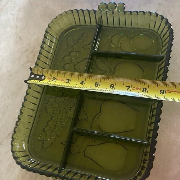 Vintage 1970s Green Indiana Glass Serving Tray - Picture 7 of 8
